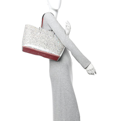 Christian Louboutin Metallic Calfskin Small Leopard Cabata Tote Silver Multicolor 3 of 10