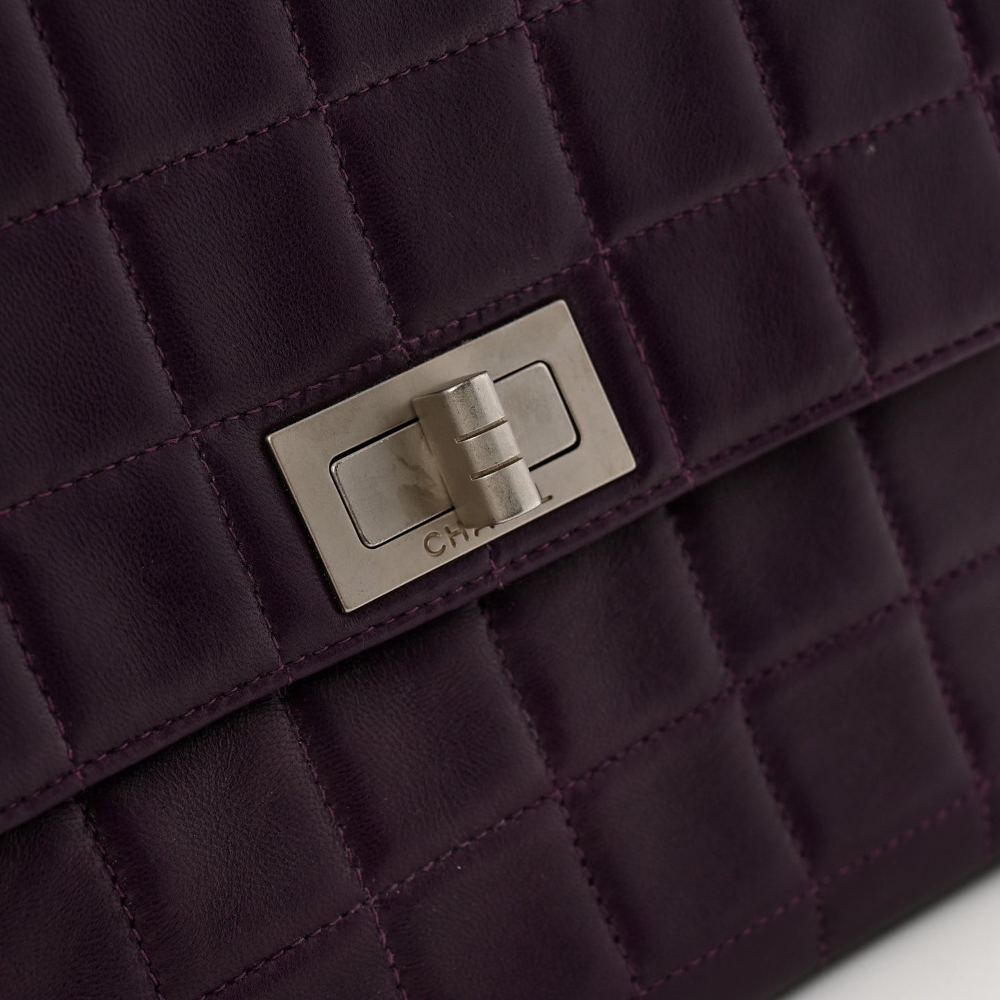 Lambskin Chocolate Bar Mademoiselle Flap Purple