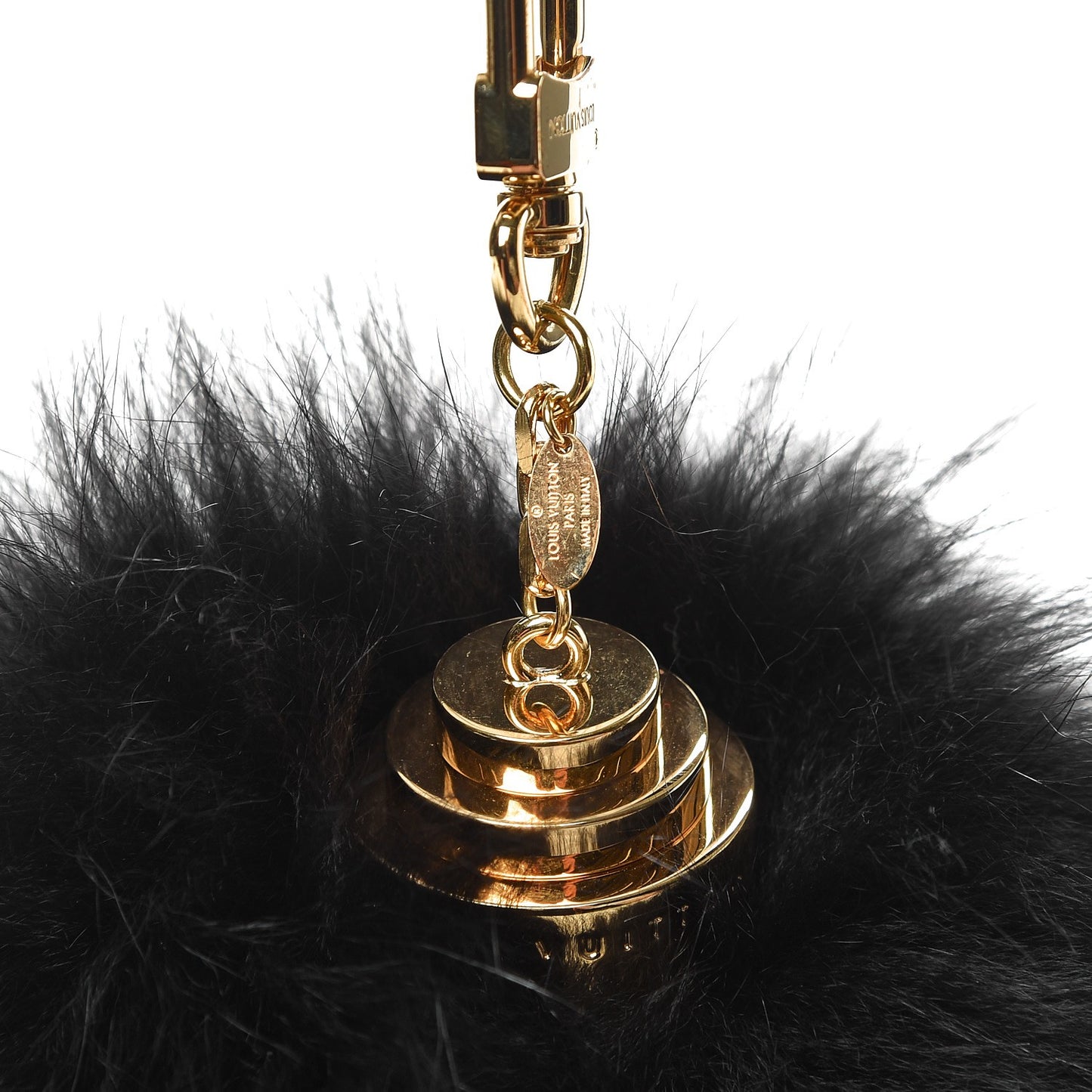 Fox Fur Fuzzy Bubble Bag Charm Black