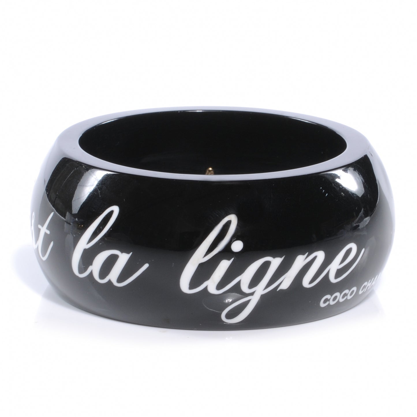 Wide Resin L'Elegance French Quote Bangle Black