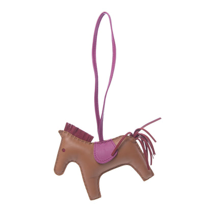 Hermes Milo Lambskin Grigri Rodeo Horse Bag Charm MM Gold Rubis Rose Pourpre 1 of 5