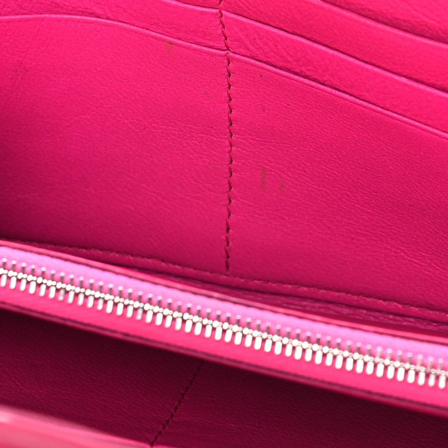 Pebbled Calfskin Everyday Continental Wallet on Chain Acid Pink