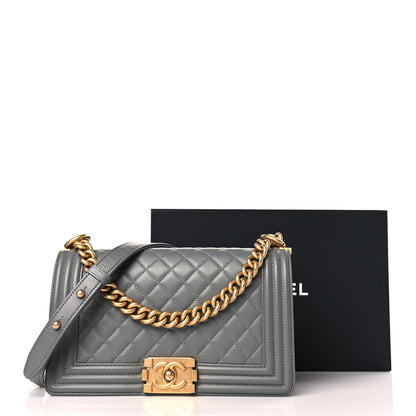 Chanel Lambskin Quilted Medium Boy Flap Grey 10 of 10