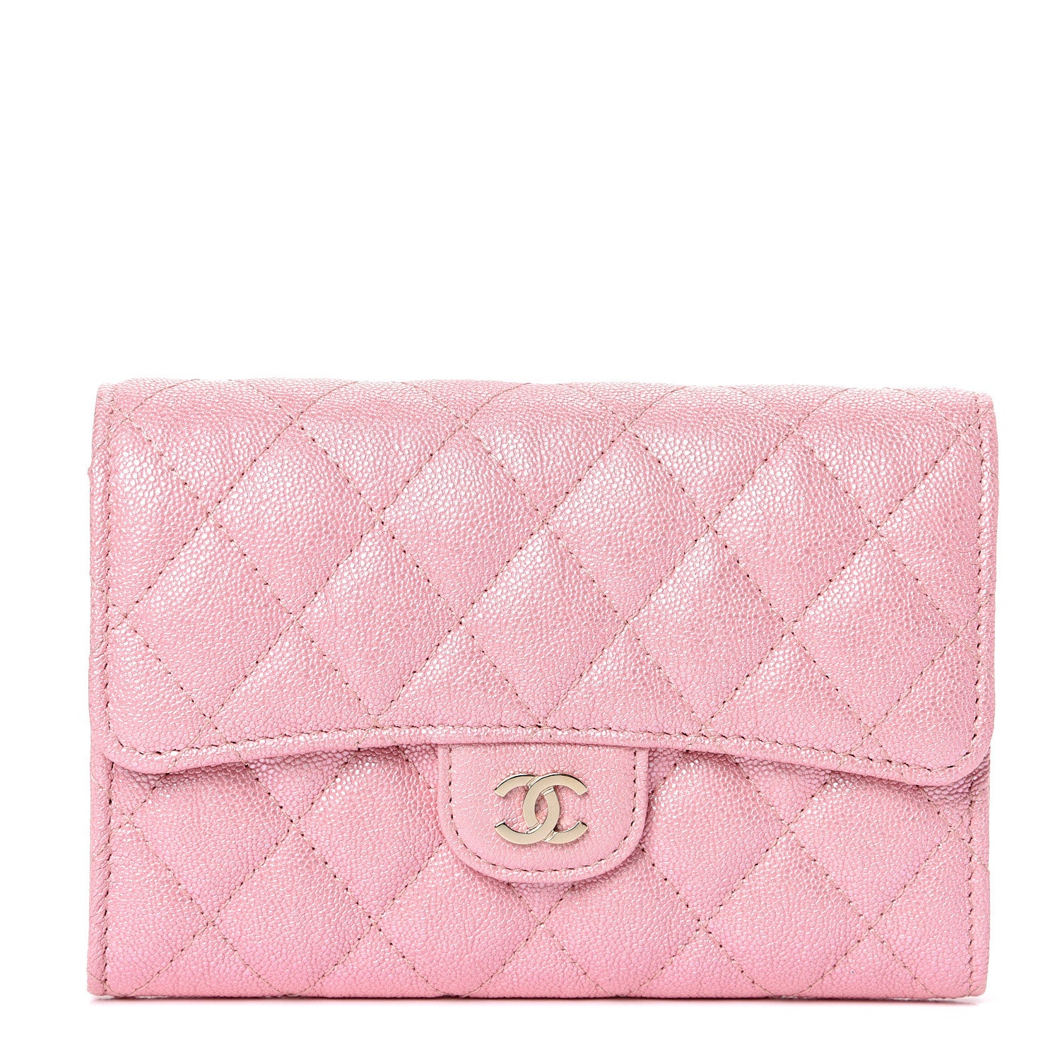 Chanel Iridescent Caviar Quilted Medium Flap Wallet Rose Pink 1 of 8