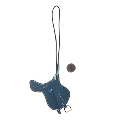 Hermes Swift Paddock Selle Horse Saddle Bag Charm Bleu Atoll 2 of 4