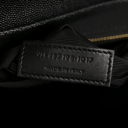 Saint Laurent Grain De Poudre Matelasse Chevron Large Monogram Satchel Black 7 of 11