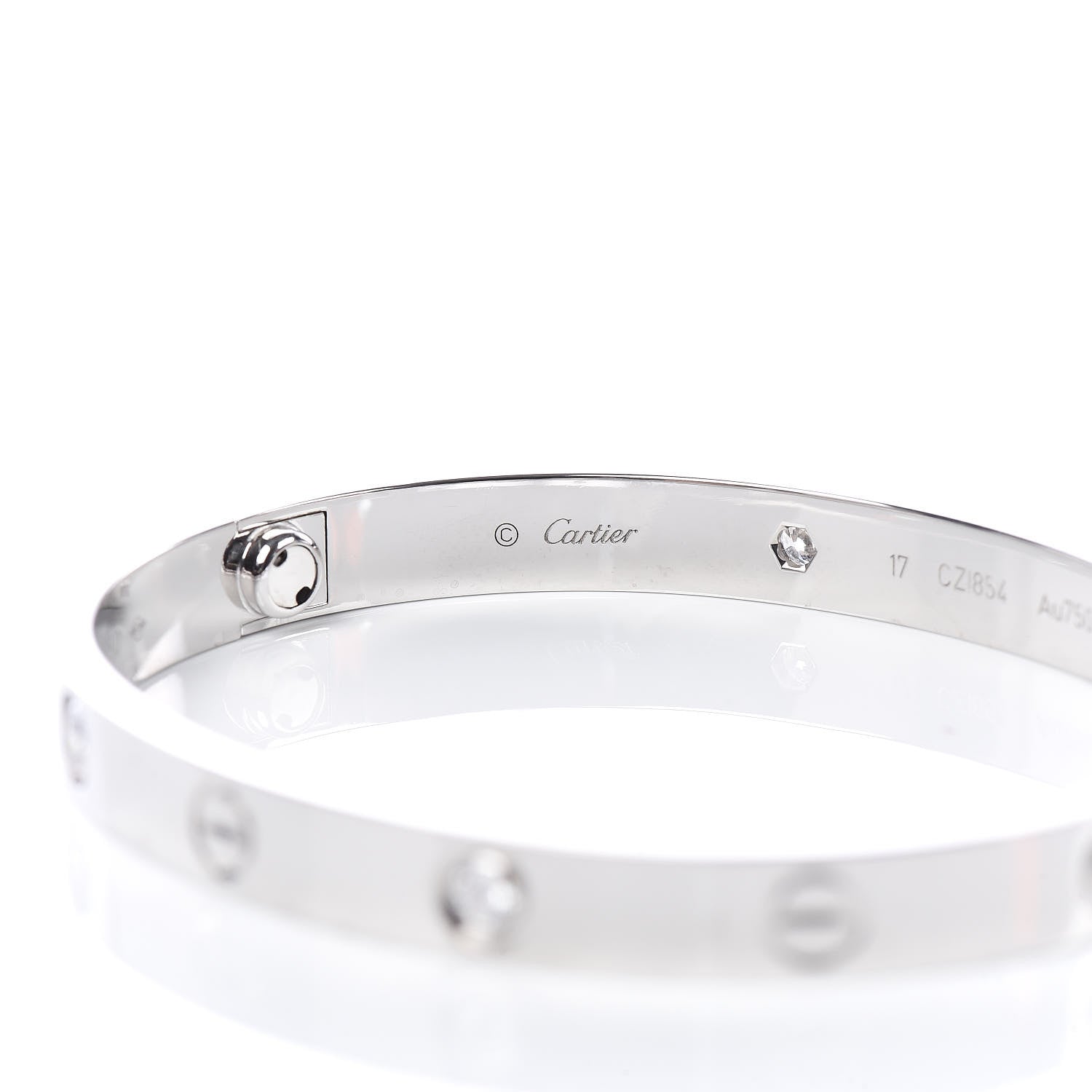 Cartier 18K White Gold 4 Diamond LOVE Bracelet 17 6 of 7