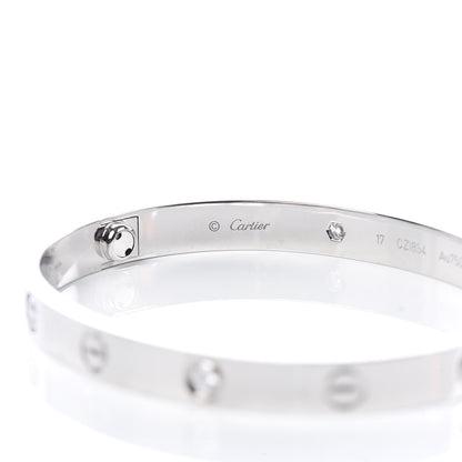 Cartier 18K White Gold 4 Diamond LOVE Bracelet 17 6 of 7