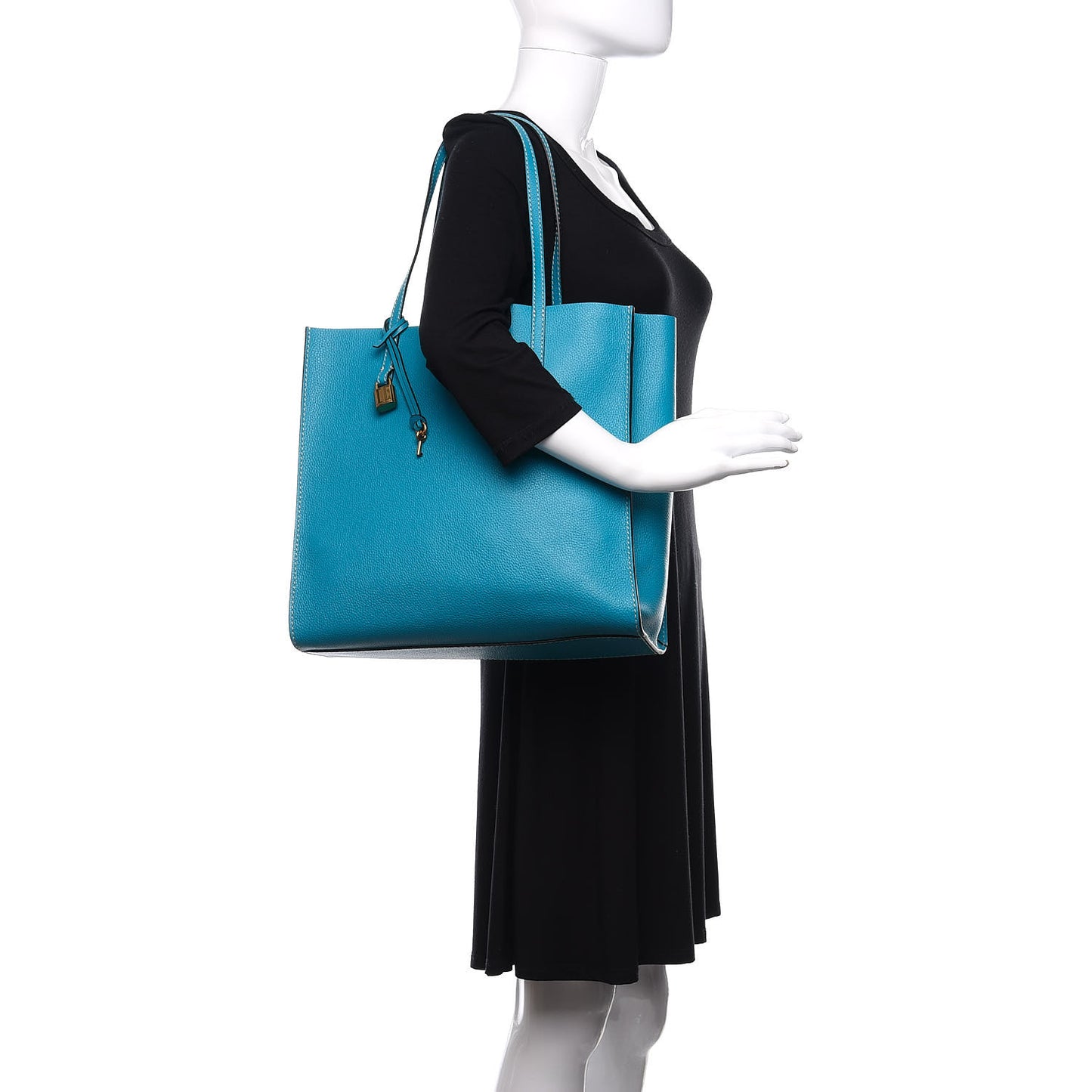 Grained Calfskin Grind Shopper Tote Blue