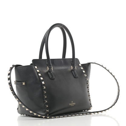 Valentino Garavani Vitello Small Rockstud Double Handle Tote Black 3 of 16