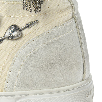 Saint Laurent Distressed Canvas Smoking Forever High Top Sneakers 40.5 Milk Panna 10 of 13