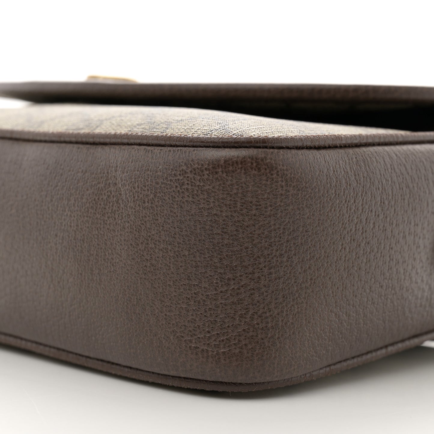 GG Supreme Monogram Textured Dollar Calfskin Web Ophidia Flap Shoulder Bag Beige Ebony New Acero