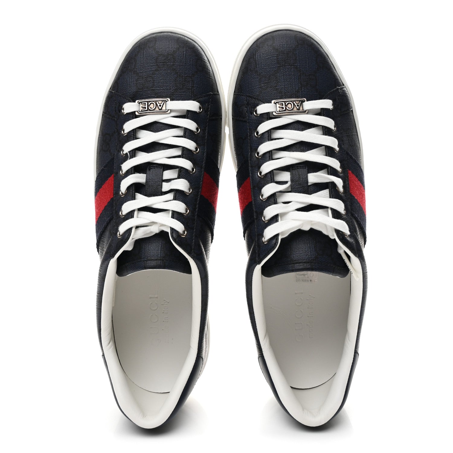 Gucci GG Supreme Monogram Ayers Web Mens New Ace Sneakers 8 Dark