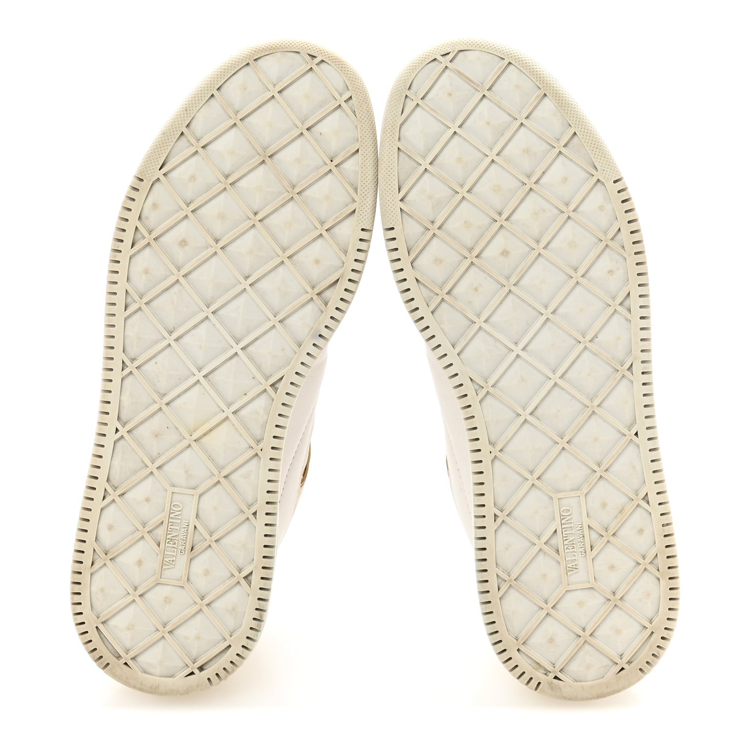 Calfskin Roman Stud Sneakers 37.5 White Gold