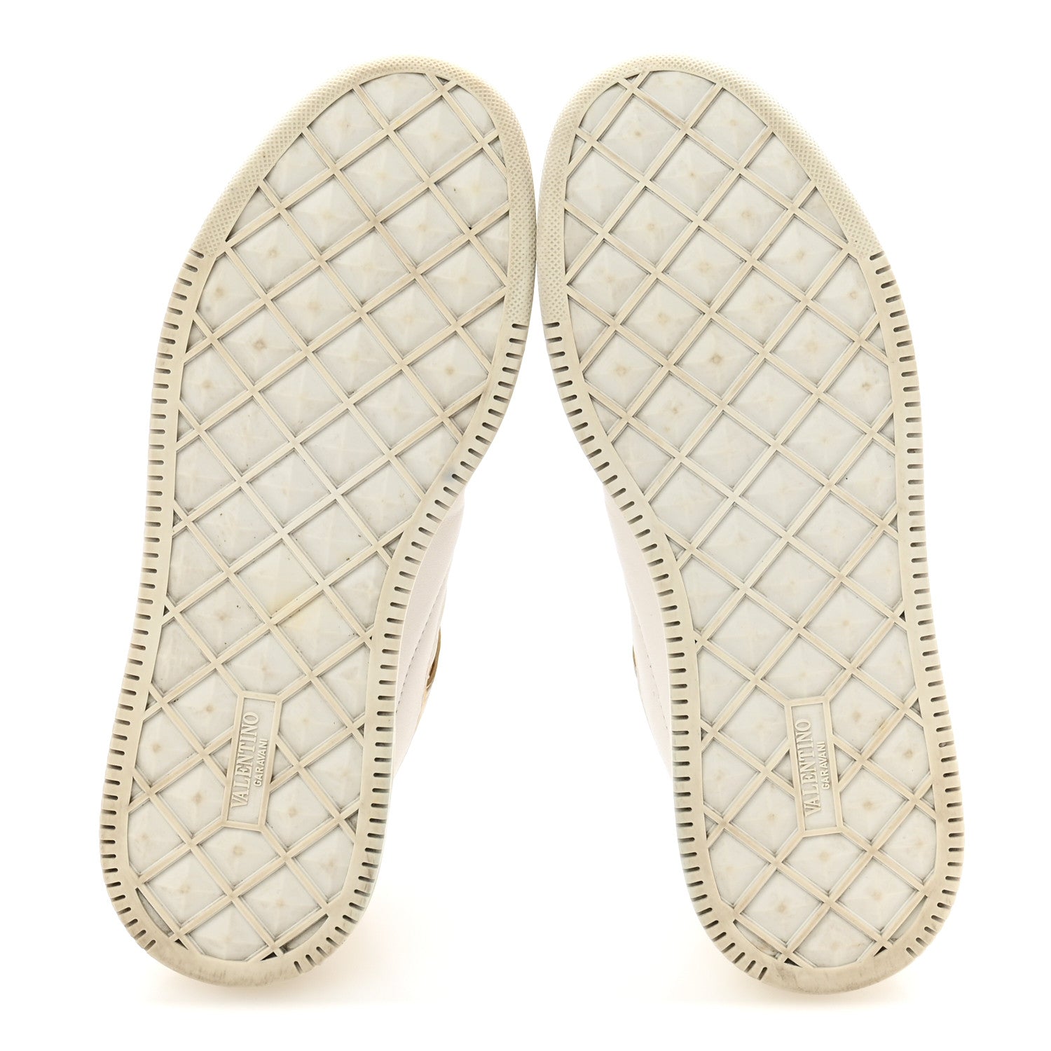 Valentino Garavani Calfskin Roman Stud Sneakers 37.5 White Gold 6 of 9