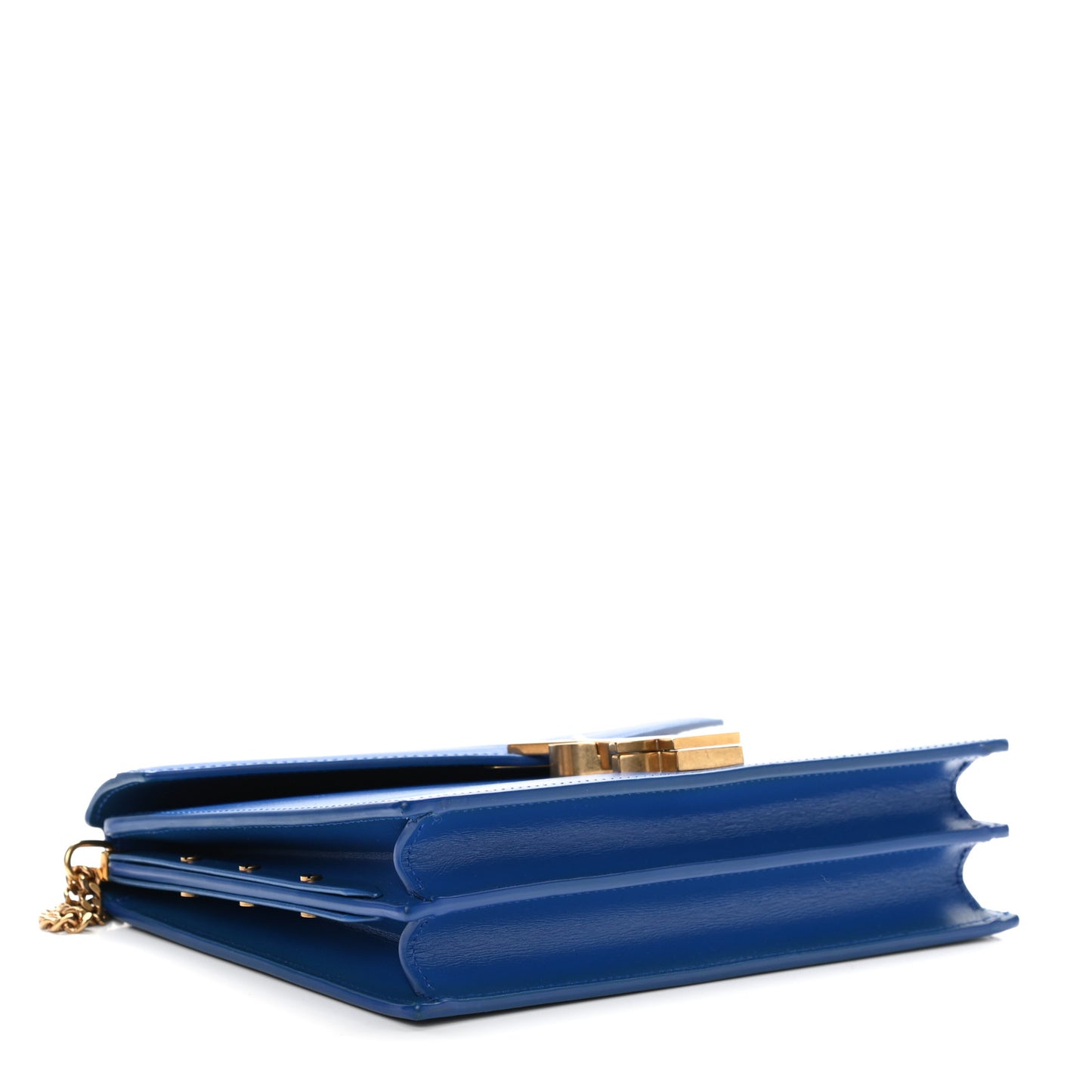 Smooth Calfskin Monogram Cassandra Clasp Bag Blue Majorelle