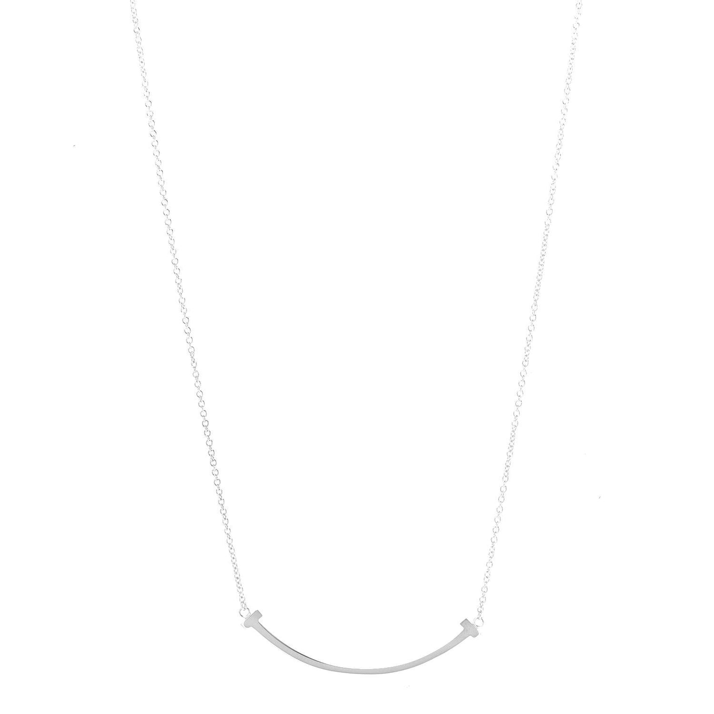 Sterling Silver Small T Smile Pendant Necklace