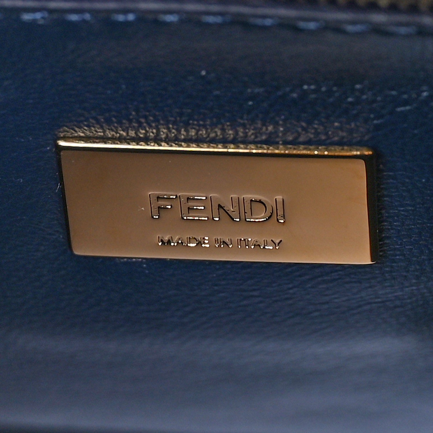 Fendi Ostrich Shiny Nappa Mini Peekaboo Iconic Satchel Blueberry Mud 6 of 8