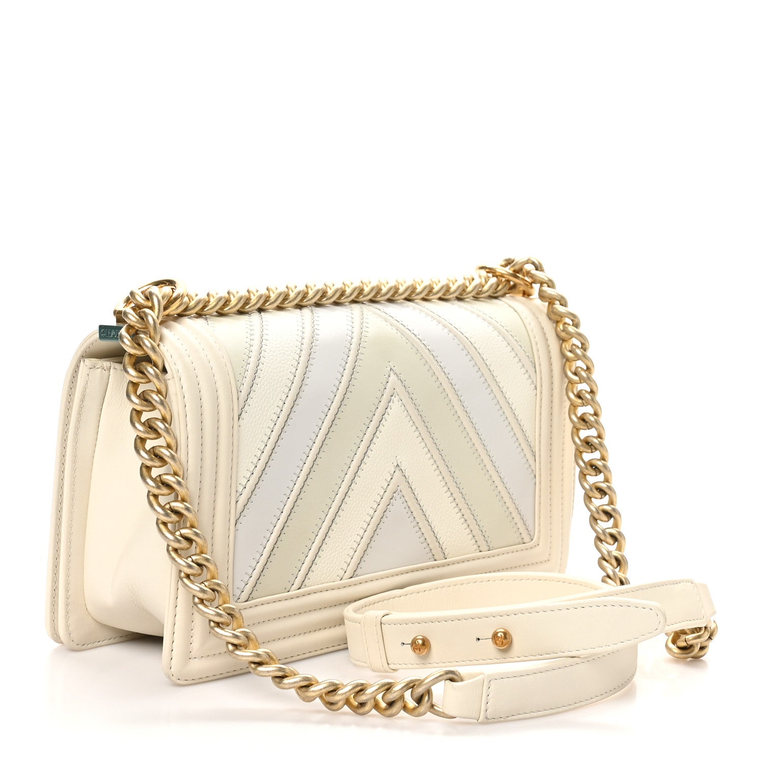 Chanel Caviar Suede Calfskin Chevron Medium Boy Flap White 2 of 10