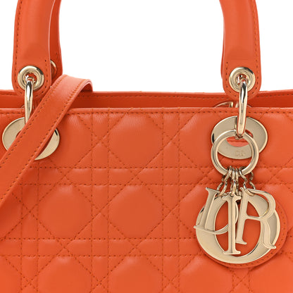 Christian Dior Lambskin Cannage Medium Lady Dior Orange 7 of 12