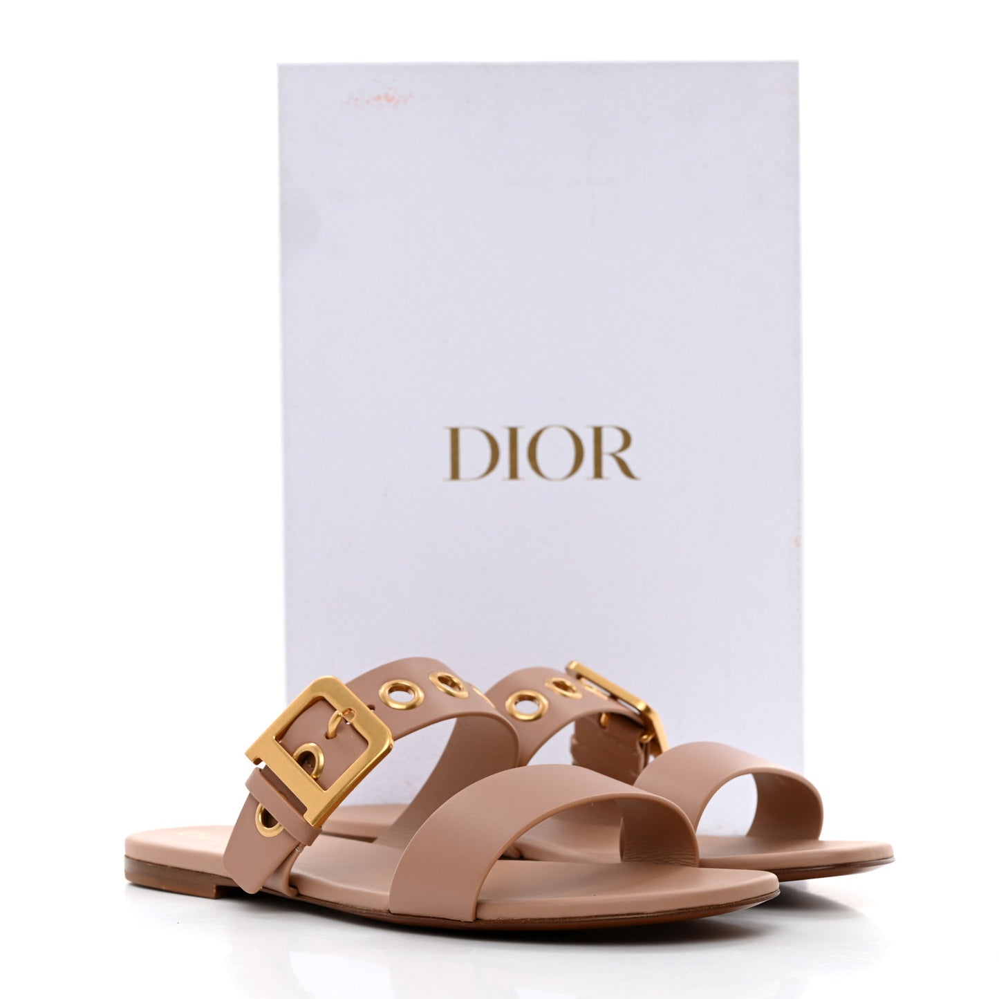 Calfskin D-Dior Slide Sandals 39 Rose De Vents