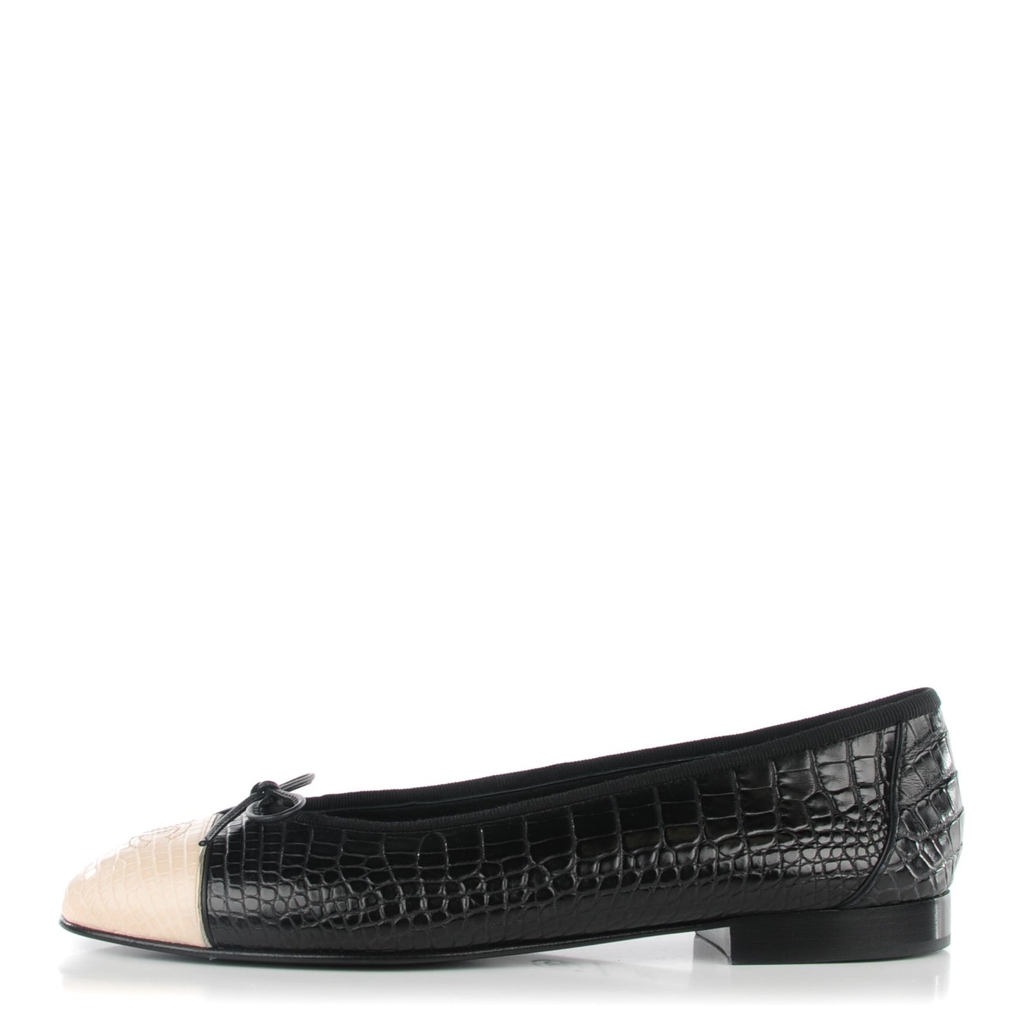 Crocodile Patent CC Cap Toe Ballerina Flats 39.5 Black