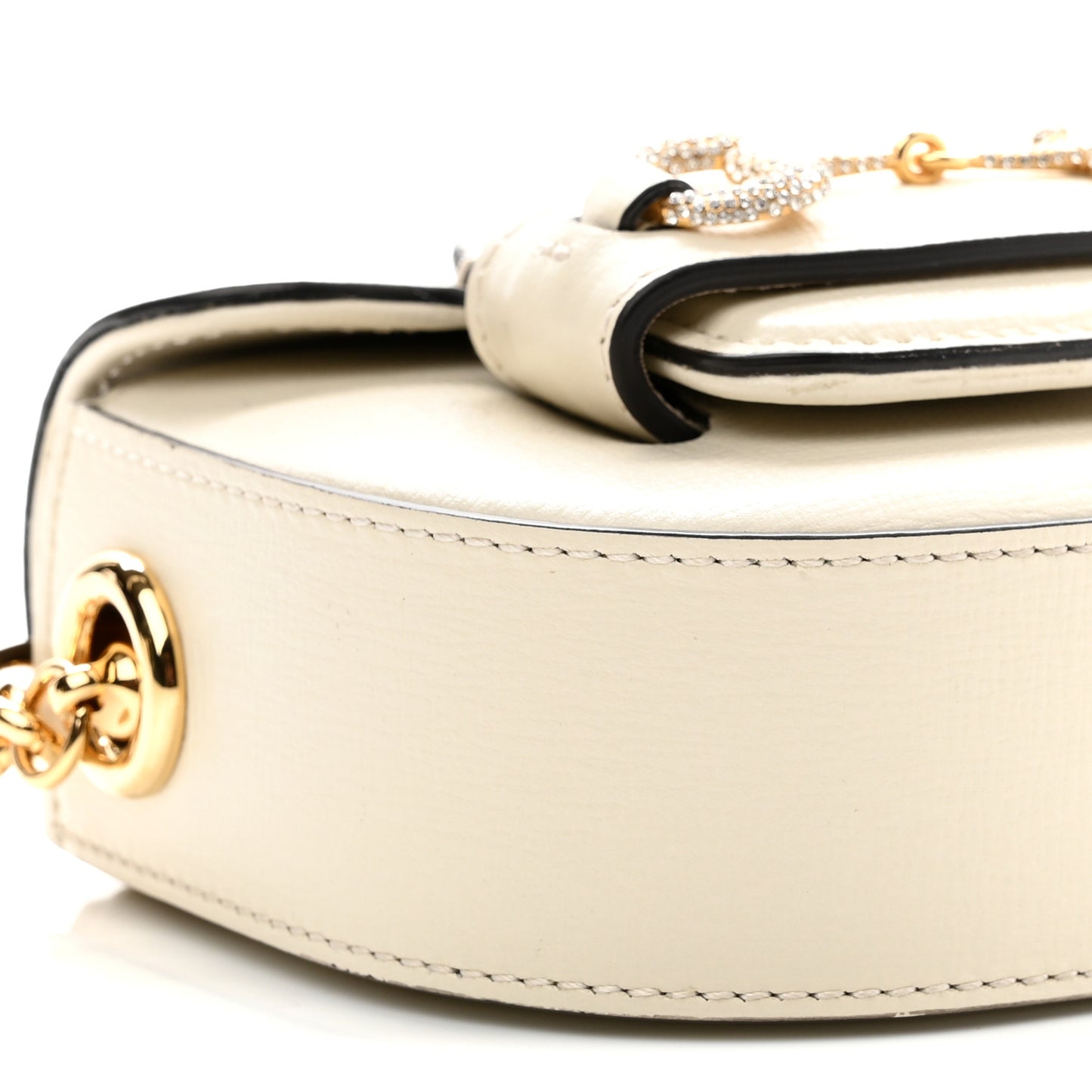 Azalea Calfskin Crystal GG Monogram Mini Horsebit 1955 Waist Bag Mystic White