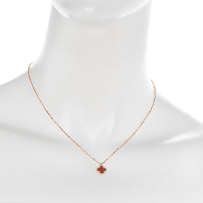 Van Cleef & Arpels 18K Rose Gold Carnelian Sweet Alhambra Pendant Necklace 2 of 7