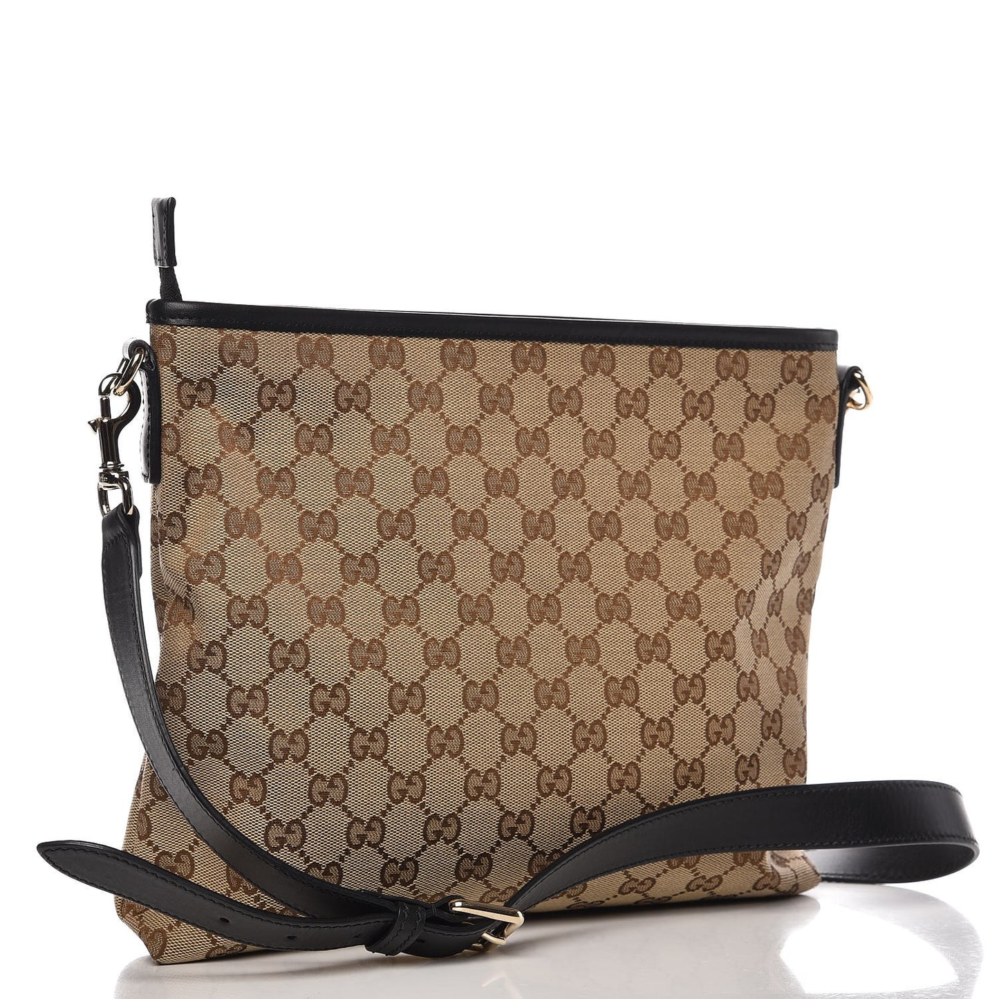 GG Monogram Web Flat Messenger Bag Black