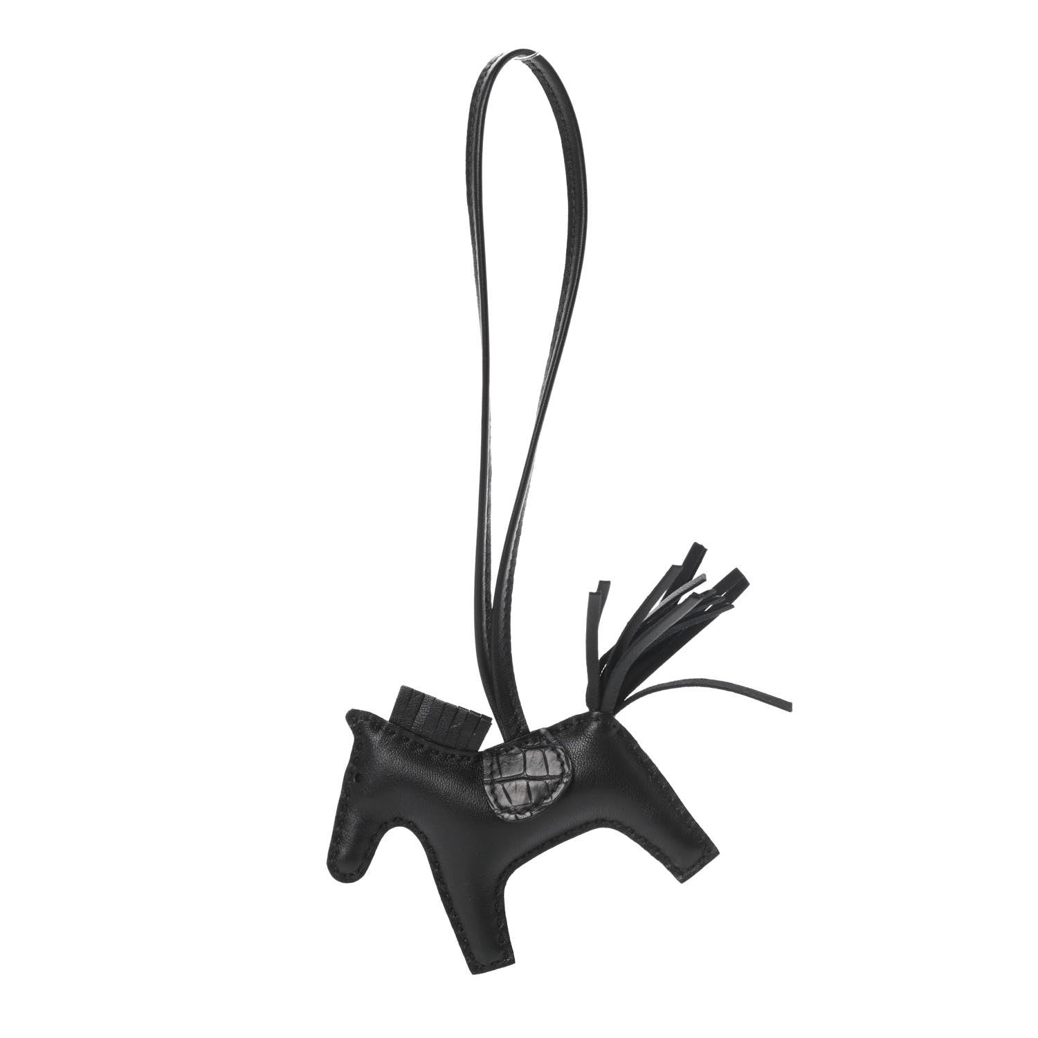 Hermes Milo Lambskin Matte Alligator Touch Grigri Rodeo Horse Bag Charm PM So Black 1 of 5