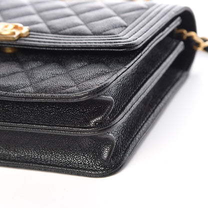 Chanel Caviar Quilted Boy Square Wallet on Chain WOC Black 11 of 11