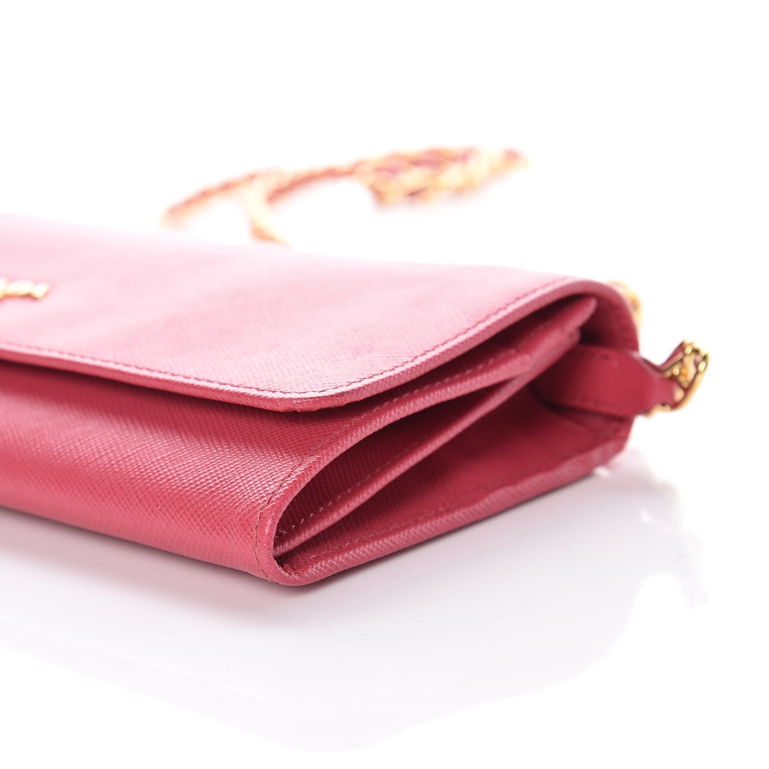 Prada Saffiano Metal Oro Chain Wallet Peonia 9 of 11