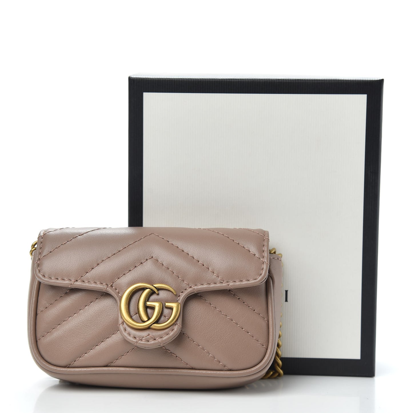Calfskin Matelasse Heart GG Marmont 2.0 Coin Purse On A Chain Porcelain Rose