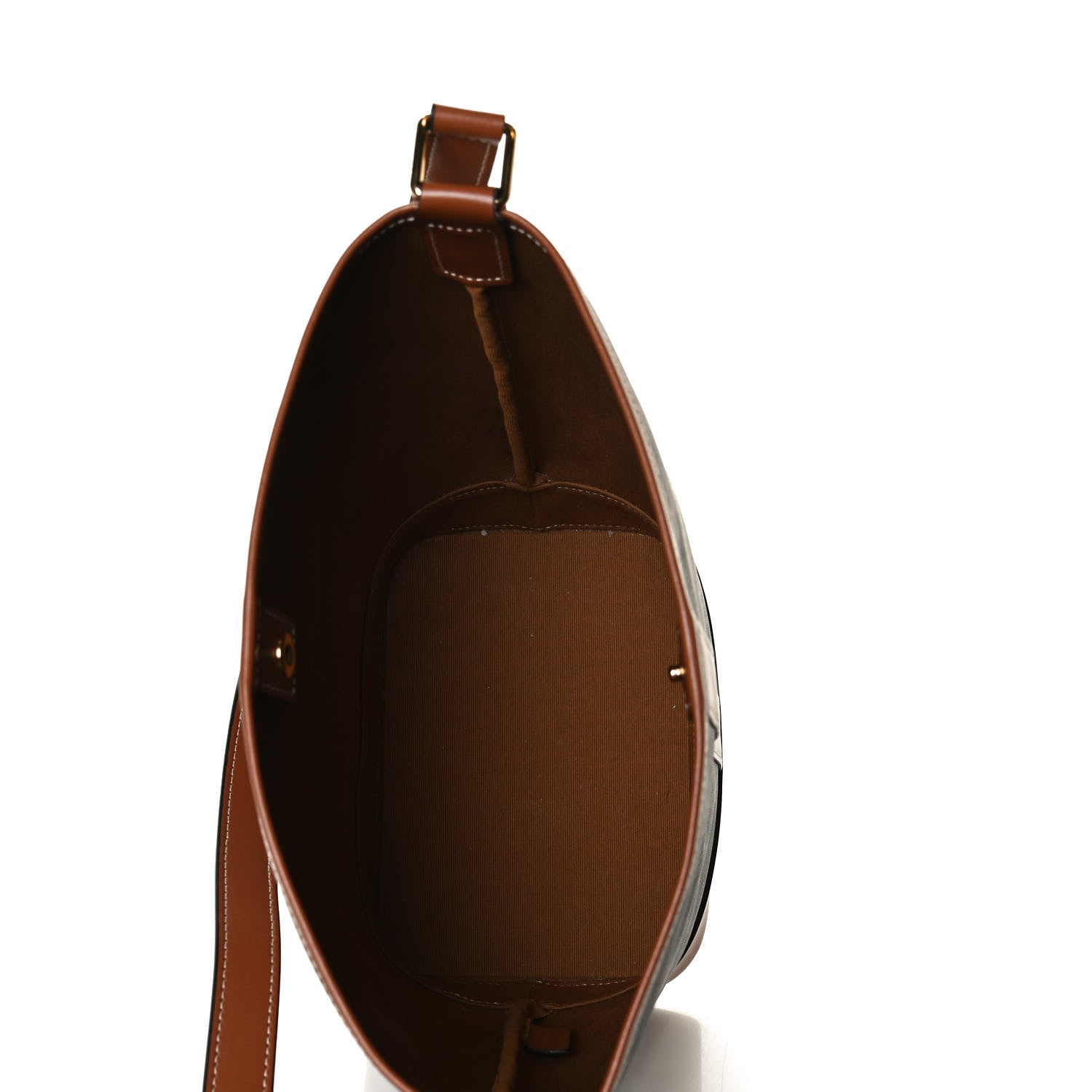 Celine Triomphe Canvas Calfskin Small Bucket Bag Tan 5 of 13