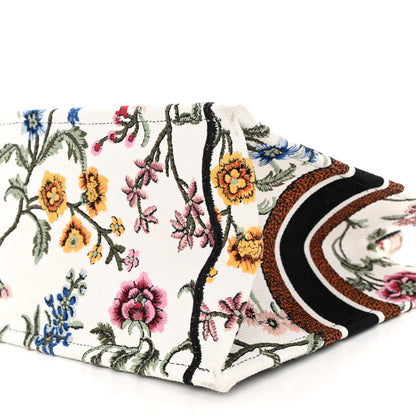 Christian Dior Raffia Embroidered Petites Fleurs Medium Book Tote White Multicolor 9 of 9