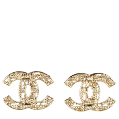 Chanel Tweed Effect CC Earrings Light Gold 1 of 5
