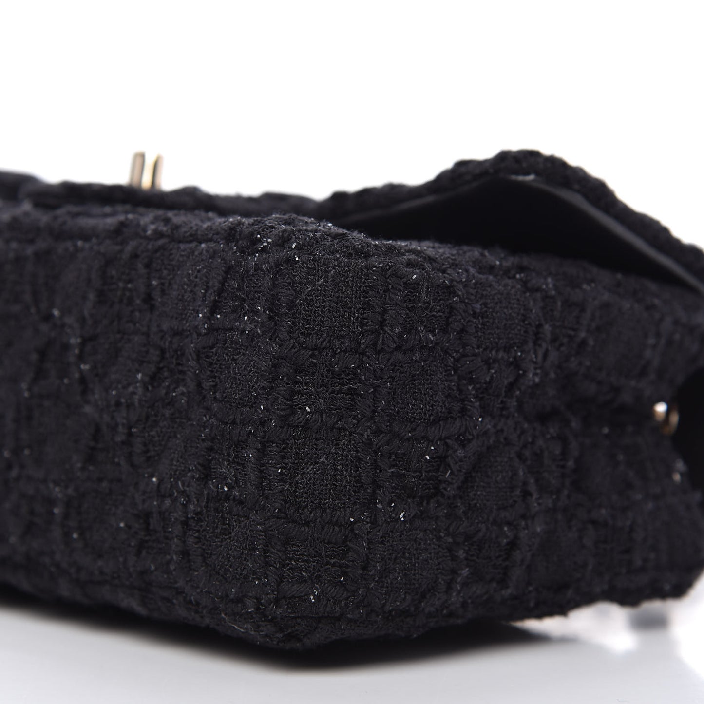 Tweed Quilted Mini Rectangular Flap Black