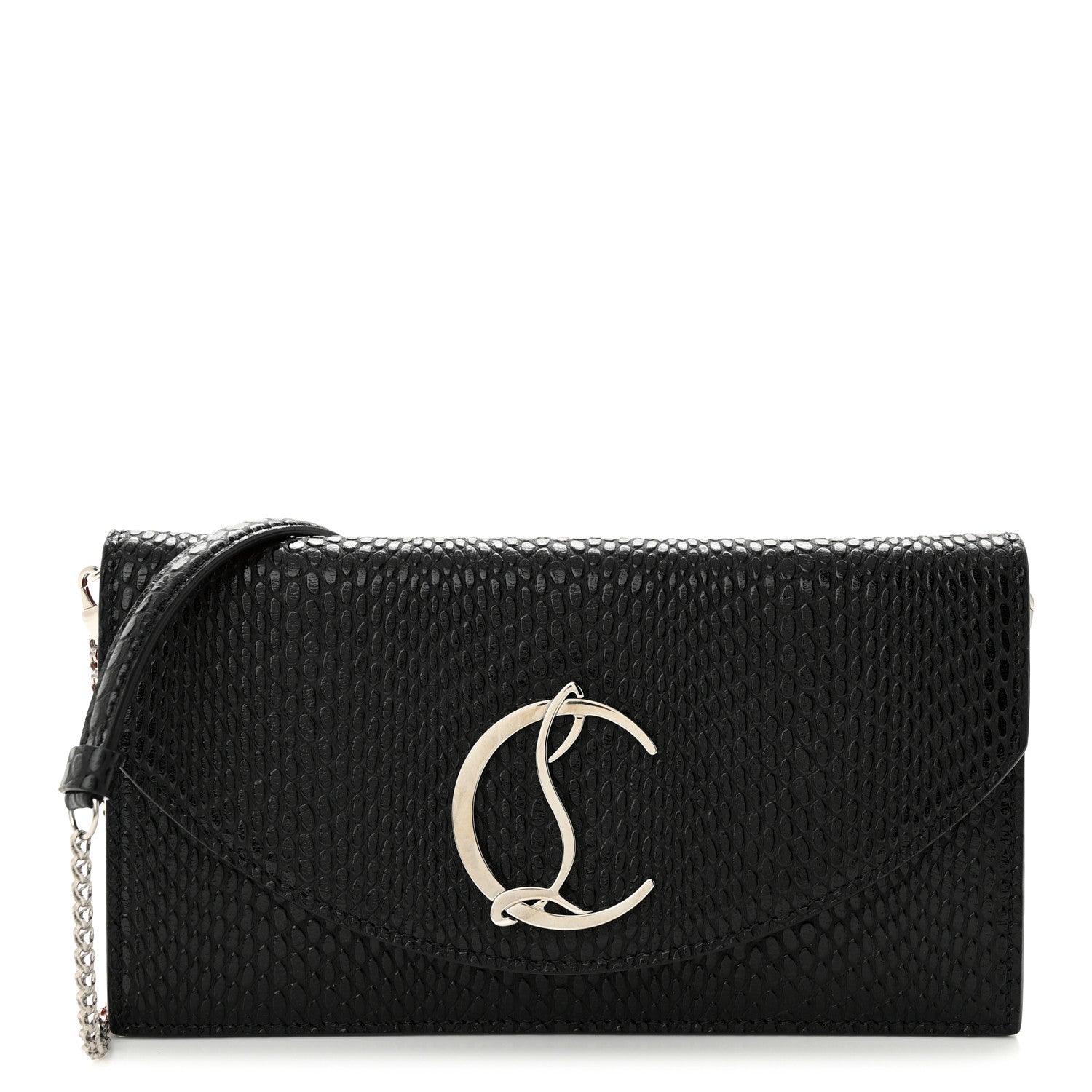 Christian Louboutin Jurassic Calfskin Embossed Loubi54 Crossbody Clutch Black 1 of 12