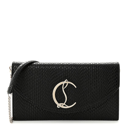 Christian Louboutin Jurassic Calfskin Embossed Loubi54 Crossbody Clutch Black 1 of 12