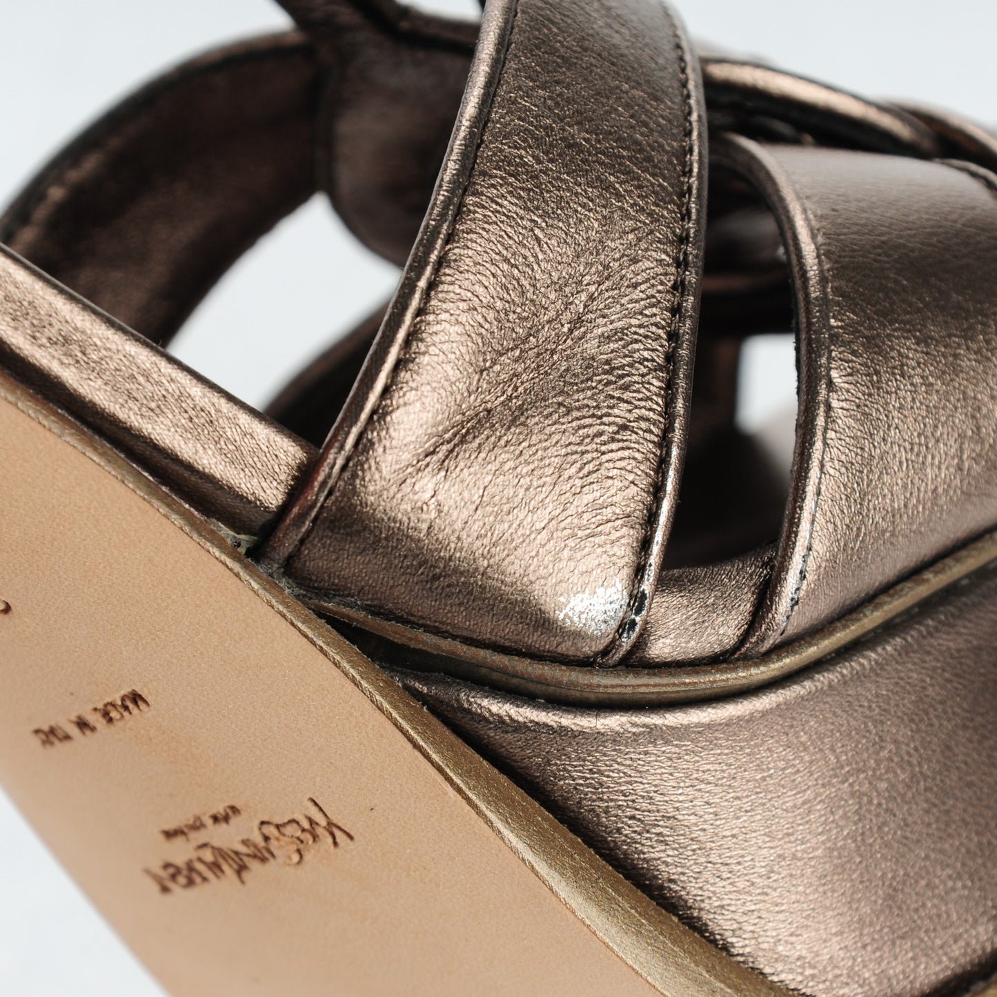 Metallic Nappa Silk Tribute 105 Platform Sandals 39.5 Silver