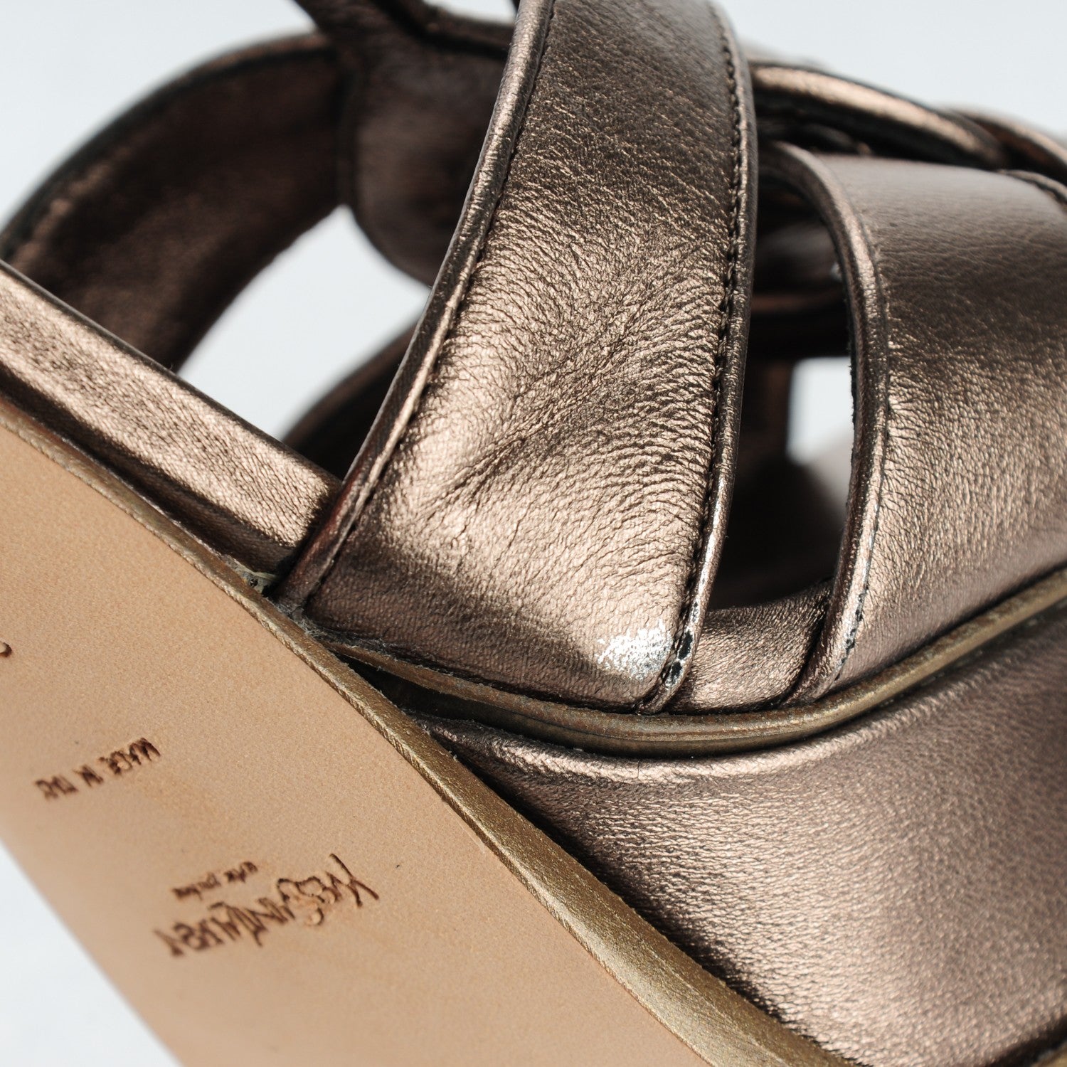 Saint Laurent Metallic Nappa Silk Tribute 105 Platform Sandals 39.5 Silver 10 of 10