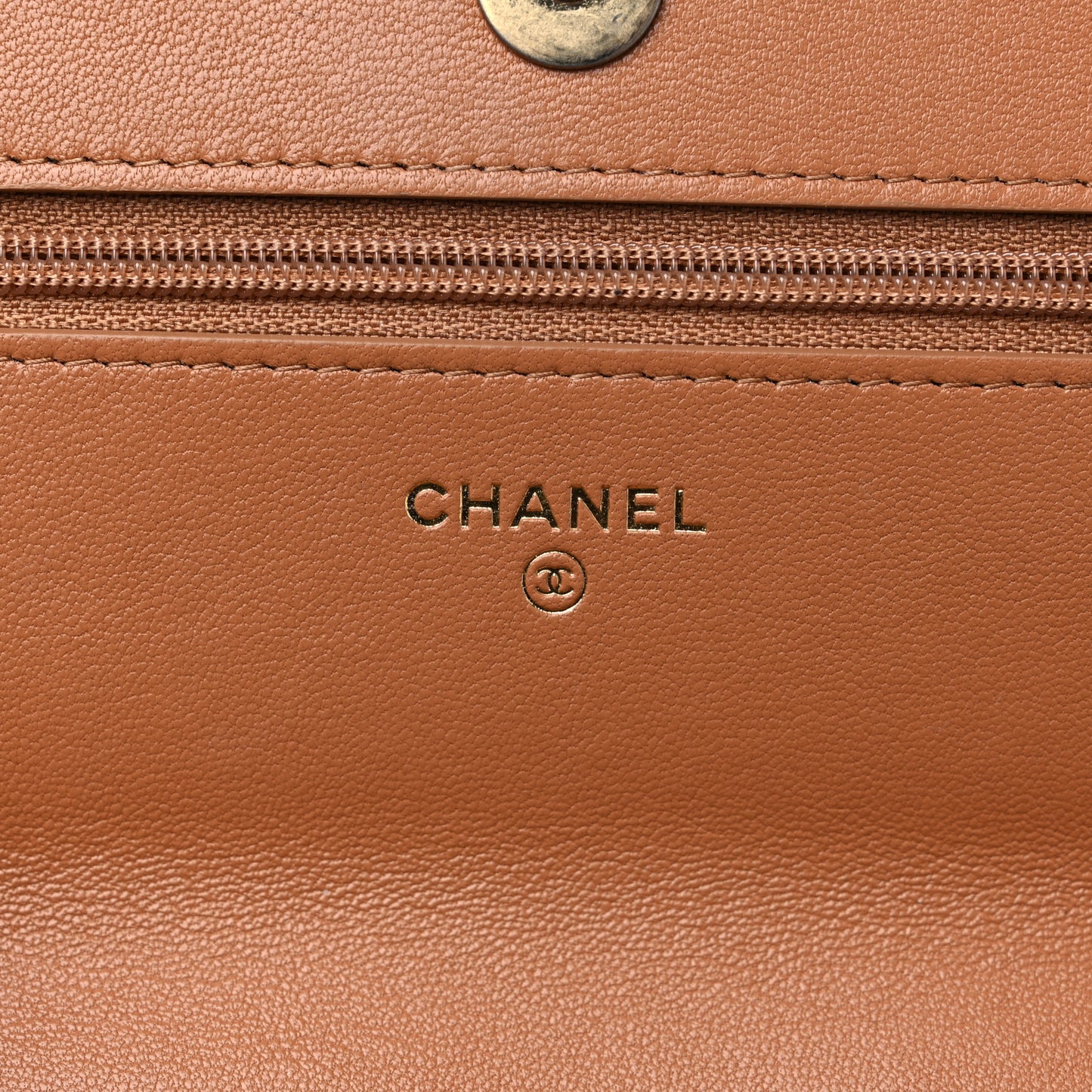 Lambskin Quilted Chanel 19 Wallet On Chain WOC Brown