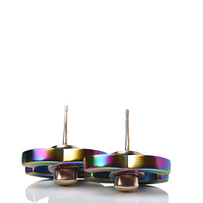 Chanel CC Turnlock Interchangeable Earrings Gold Iridescent 5 of 7