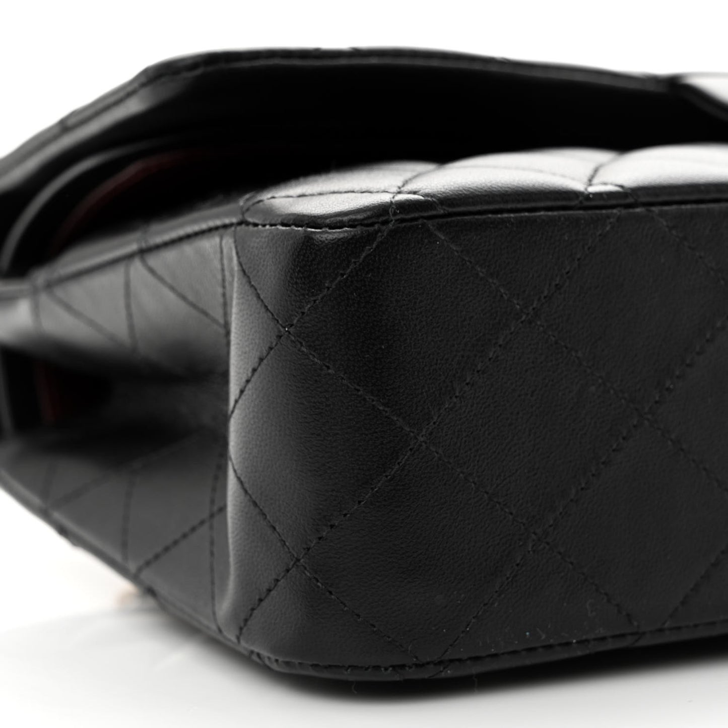 Lambskin Quilted Medium Double Flap Black