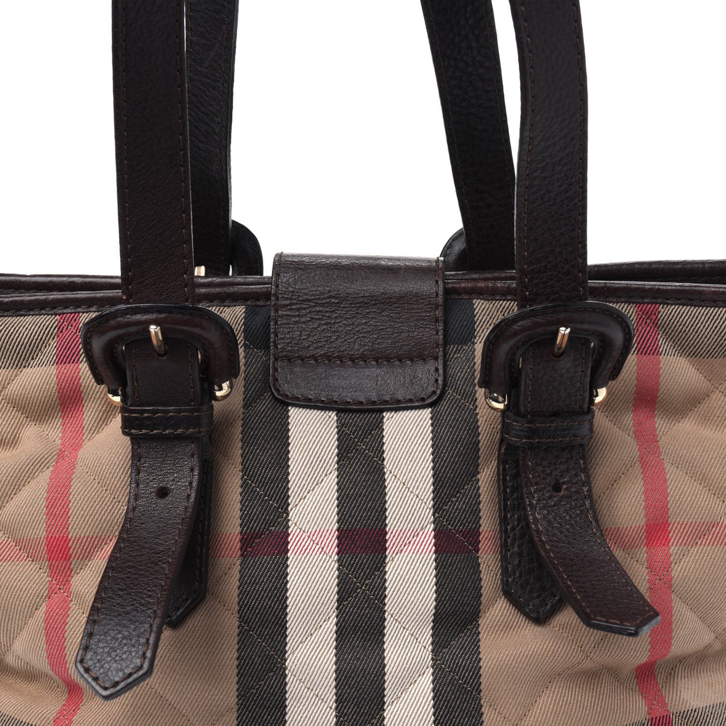 House Check Quilted Tote Brown