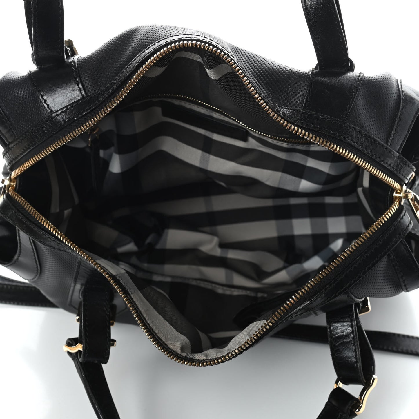 Calfskin Perforated Ellers Satchel Black