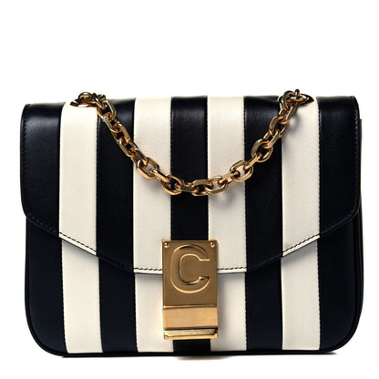Celine Shiny Calfskin Stripes Small C Bag Black 1 of 8
