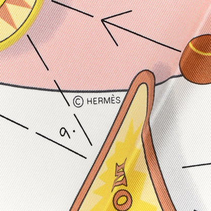 Hermes Silk Tea For Two Scarf 90 Orange White Jaune 3 of 4