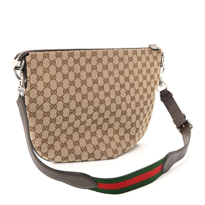 Gucci Monogram Calfskin Web Medium B Shoulder Bag Beige Brown 3 of 10