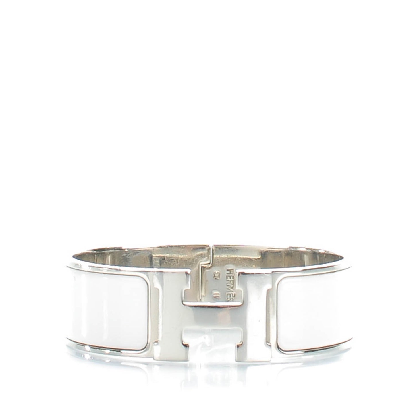Enamel Wide Clic Clac H Bracelet GM White